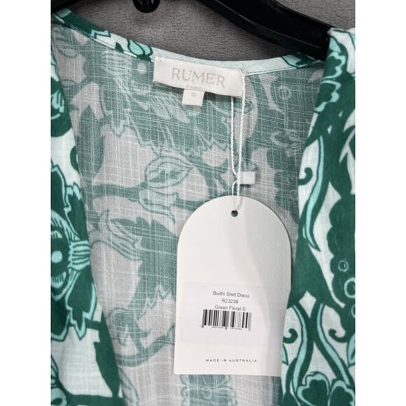 Rumer The Label Bodhi Long Sleeve Shirt Dress Plunging Neck Size Small Green - Picture 5 of 13